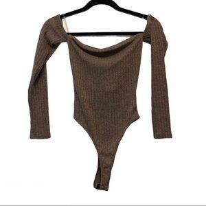 Windsor Tan Over-The-Shoulder Long Sleeve Bodysuit